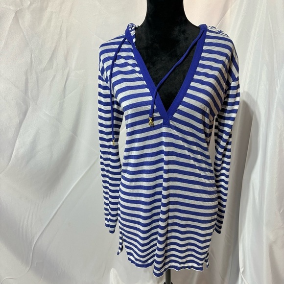 Tommy Bahama Striped Long Sleeve Hooded Beach Cover Up Size: S - Picture 1 of 8
